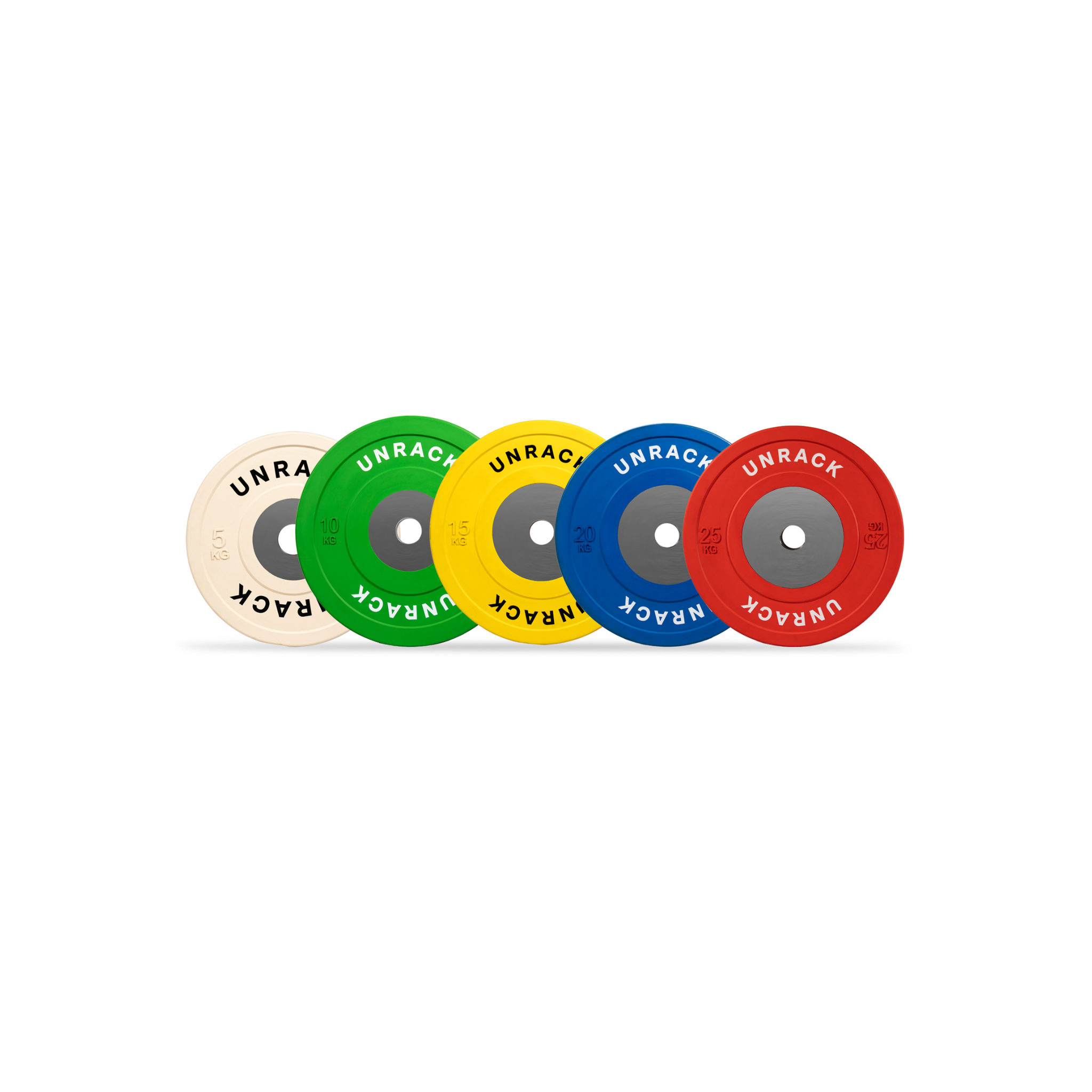 Unrack Competition Style Bumper Plates – Thin IWF spec, Steel Hub