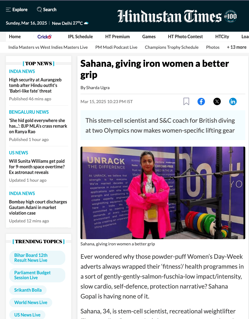 Hindustan Times Feature - UNRACK